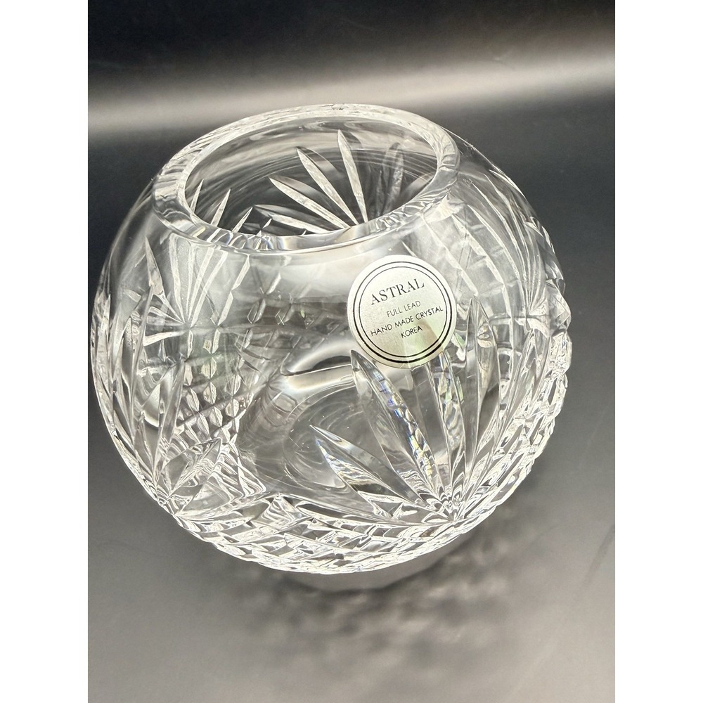 Vintage Astral‎ Hand Cut Full Lead Crystal Rose Bowl Korea Elegant Vase - Picture 2 of 8